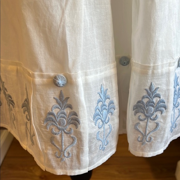 White and Light Blue Embroidered Women’s Sundress - Picture 4 of 9